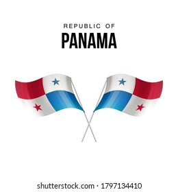 Panama flag state symbol isolated on background national banner. Greeting card National Independence Day of the Republic of Panama. Illustration banner with realistic state flag.