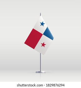 Símbolo del estado de la bandera de Panamá aislado en un estandarte nacional de fondo. Tarjeta de saludo Día de la Independencia Nacional de la República de Panamá. Cartel de ilustración con bandera de estado realista.