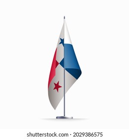 Panama flag state symbol isolated on background national banner. Greeting card National Independence Day of the Republic of Panama. Illustration banner with realistic state flag.