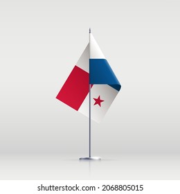 Panama flag state symbol isolated on background national banner. Greeting card National Independence Day of the Republic of Panama. Illustration banner with realistic state flag.