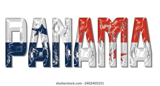 PANAMA flag text font, 3D PANAMA  flag colorful background, PANAMA  flag vector illustration