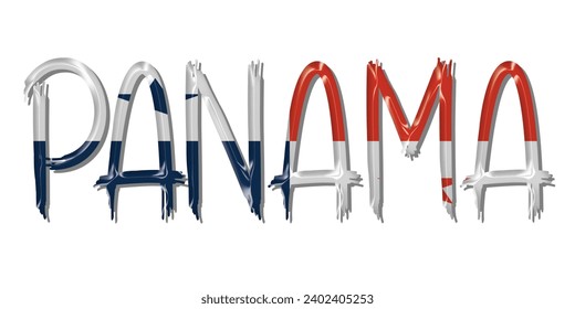 PANAMA flag text font, 3D PANAMA  flag colorful background, PANAMA  flag vector illustration
