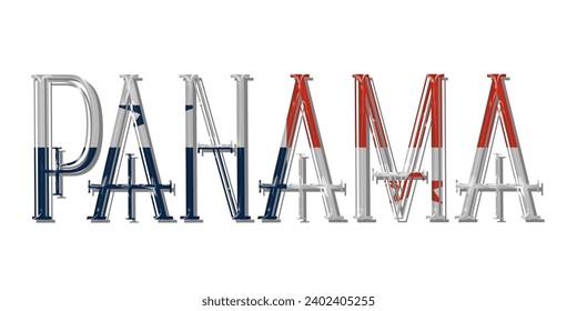 PANAMA flag text font, 3D PANAMA  flag colorful background, PANAMA  flag vector illustration