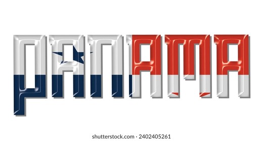 fuente de texto de la marca PANAMA, fondo de color de la bandera PANAMA 3D, ilustración vectorial de la bandera PANAMA