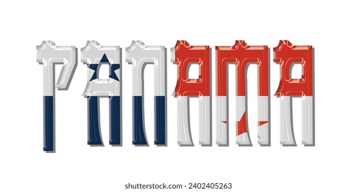 PANAMA flag text font, 3D PANAMA  flag colorful background, PANAMA  flag vector illustration
