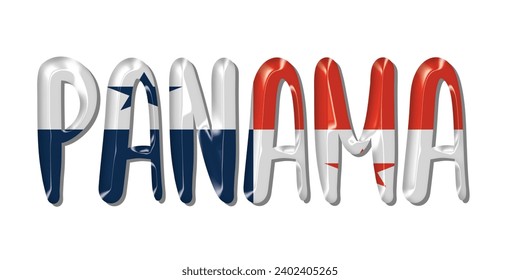 PANAMA-Flaggentextschriftart, 3D-PANAMA-Flaggenfarbhintergrund, PANAMA-Flag, Vektorgrafik