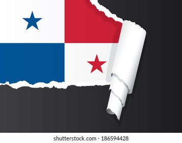 Panama flag under ripped paper vector illustration.