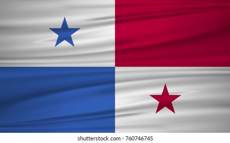 Panama flag vector. Vector flag of Panama blowig in the wind. EPS 10.
