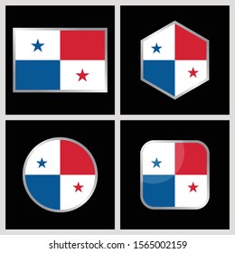 Panama Flag Vector Icon Illustration.  Panama Flag Icon Set