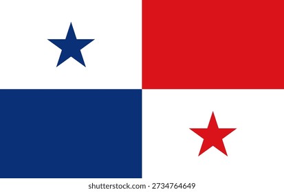 Panama Flag vector icon. National fabric panama blue red isolated.