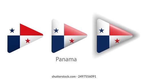 Panama flag vector icons set in the shape of rounded triangle