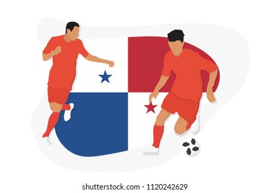 Panama football team player kicking dribbling 2018 championship vector illustration soccer