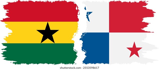 Panama and Ghana grunge flags connection, vector