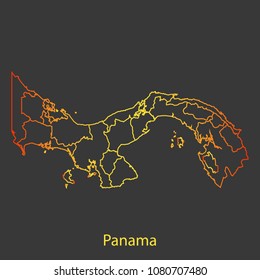 Panama gradient outline,stroke of map with administrative division. Modern line style vector illustration