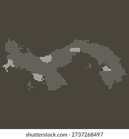 Panama Grey and White Dotted Map on Brown for Free Trade Zones and Supply Chains. Map of Panama dotted style.