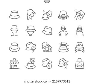 Panama hat. Beautiful caps. Buy, price and reviews. Boy with panama. Pixel Perfect Vector Thin Line Icons. Simple Minimal Pictogram