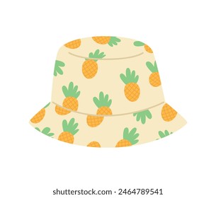 Panama hat. Beige summer headdress for a woman, man or child. Vector illustration isolated on a white background. Protection from the sun.
