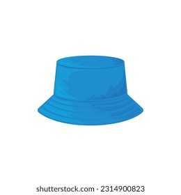 Sombrero panameño. Un discurso azul de verano para un hombre o un niño. Moda playera. Ilustración vectorial aislada en un fondo blanco. Protección contra el sol.