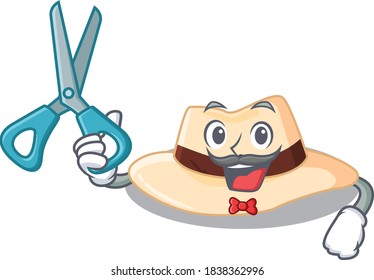Panama hat cartoon character design as talented barber