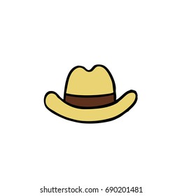 panama hat doodle icon