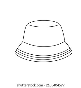 Panama Hat In Doodle Style. Summer Beach Holidays Attribute, Isolated On White Background. Icon Vector Cartoon Illustration, Clipart.