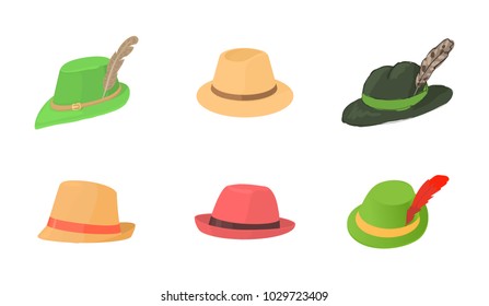 Panama hat icon set. Cartoon set of panama hat vector icons for web design isolated on white background