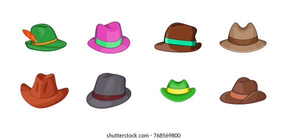 Panama hat icon set. Cartoon set of panama hat vector icons for your web design isolated on white background