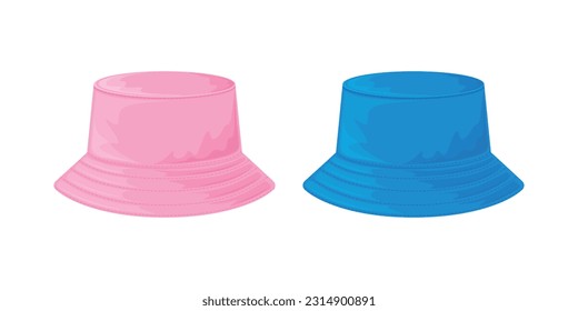 Sombrero panameño. Dirección veraniega en tonos azules y rosas. Moda playera. Ilustración vectorial aislada en un fondo blanco. Protección contra el sol.