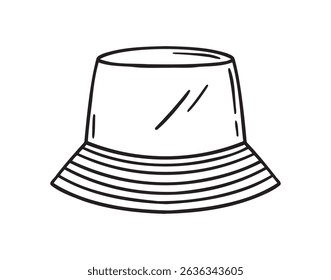 Panama hat summer headwear for sun protection doodle hand drawn icon. Outline drawing panama hat line clipart symbol. Vector illustration