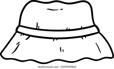 panama hat sun protection doodle linear cartoon coloring book