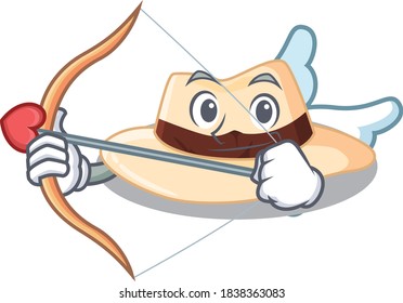 Panama hat in sweet romantic cupid cartoon drawing with arrow