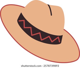 Panama hat vector illustration. Headdress on transparent background. Gentleman classic fashion item. Style accessoire. Design template for label, banner, badge, logo.