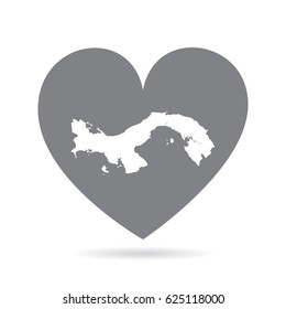 Panama heart. Heart shape icon with white map