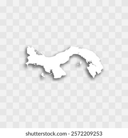 Panama high detailed vector representation of country silhouette. White color on transparent background with dropped shadow. For educational, decorative, or informational use.