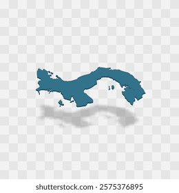 Panama high detailed vector representation of country silhouette. 3D map on transparent background with dropped shadow. For educational, decorative, or informational use.