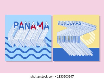 Panama and Honduras templates. Set of posts - typography and countries.