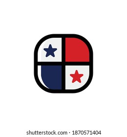 Panama Icon, National Flag Square Symbol.