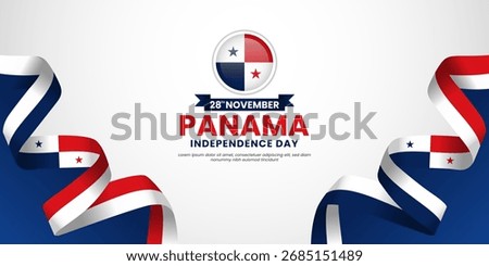 Panama independence day banner background 28th november design element with waving ribbon flag