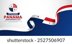 Panama Independence Day illustration vector background with waving ribbon flag