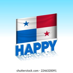Panama independence day. Simple Panama flag and billboard in the sky. 3d lettering template. Ready special day design message.