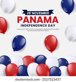 Panama Independence Day square banner background with balloons illustration flag colors