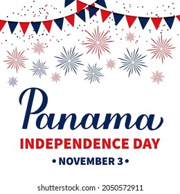 Panama Independence Day typography poster. National holiday celebrated on November 3. Vector template for banner, greeting card, flyer, etc.