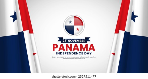 Panama Independence Day waving flag banner background with blank space area