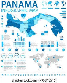 Panama infographic map - High Detailed Vector Illustration