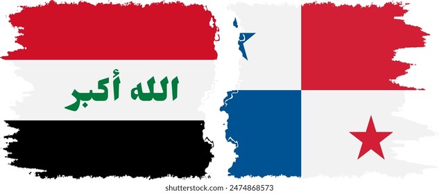 Banderas grunge de Panamá e Irak conexión, Vector