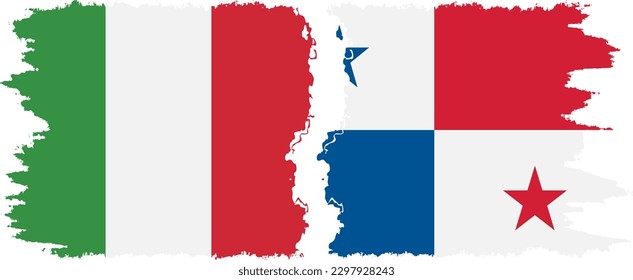 Panama and Italy grunge flags connection, vector