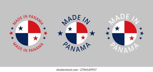 Panamá Hecho en Sello en círculo con bandera sobre fondo blanco