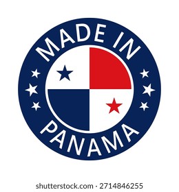Panamá Hecho en el sello en el círculo con la Plantilla de Vector de la bandera en el fondo blanco