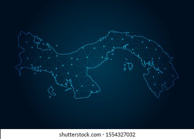 panama map with Abstract mash line and point scales on Dark background . design polygon sphere . Wire frame 3D mesh polygonal network line . Vector illustration eps 10.