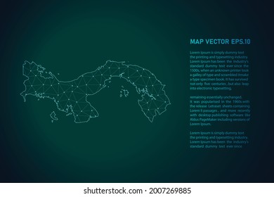panama map. Abstract mash line and point scales on dark background . 3D mesh polygonal network line, design sphere, dot and structure. Vector illustration eps 10.